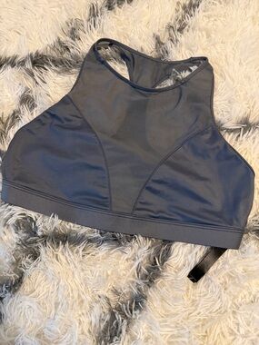 High-Neck Sports Bra in Dark Gray